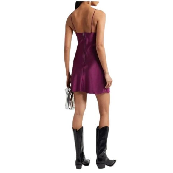 NWT ALICE + OLIVIA Boysenberry Purple Plum Satin Slip Dress - Picture 2 of 7